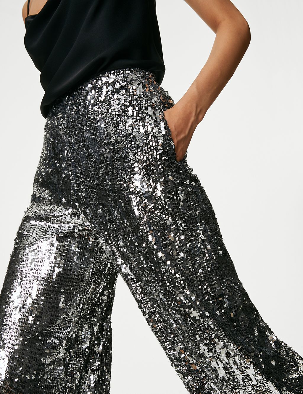 Sequin Elasticated Waist Wide Leg Trousers 3 of 6