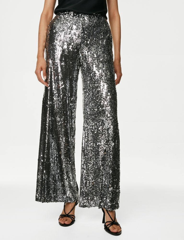 Sequin Elasticated Waist Wide Leg Trousers 4 of 6