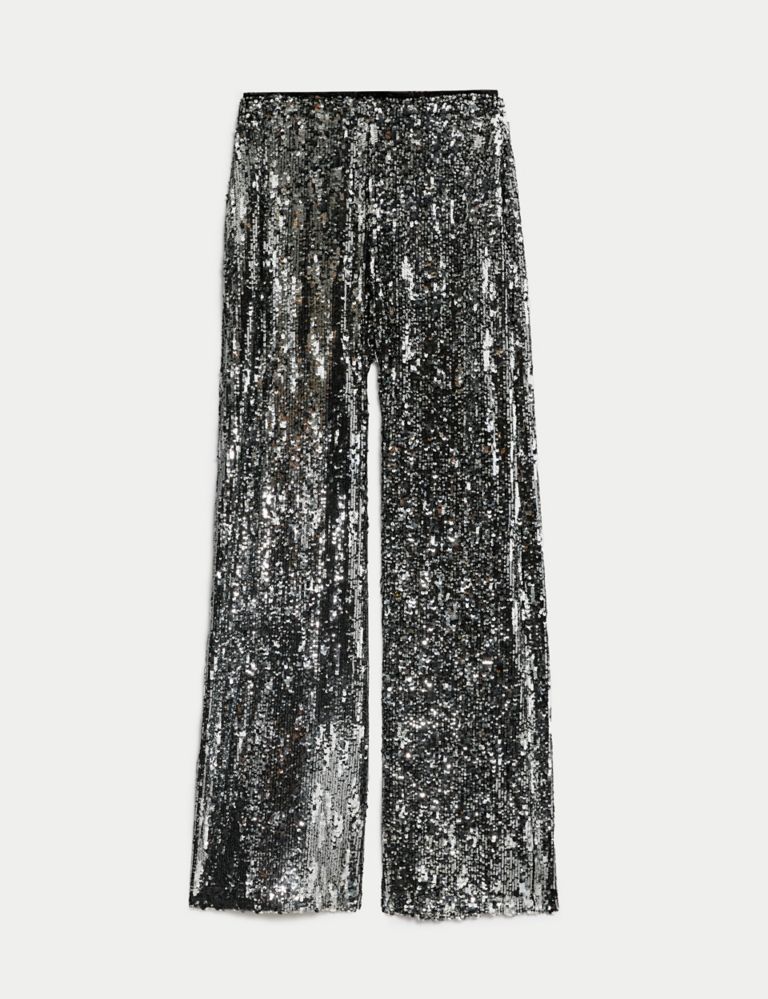 Sequin Elasticated Waist Wide Leg Trousers 2 of 6