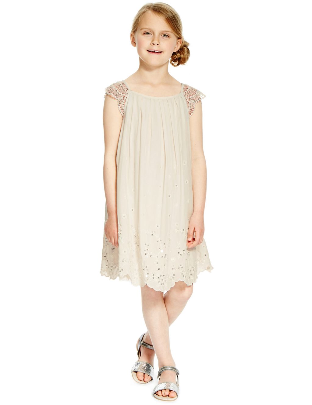 Sequin Embellished Angel Sleeve Dress (1-7 Years) 3 of 3