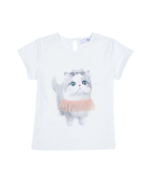 Sequin Embellished Cat Face T-Shirt (1-7 Years) Image 2 of 3