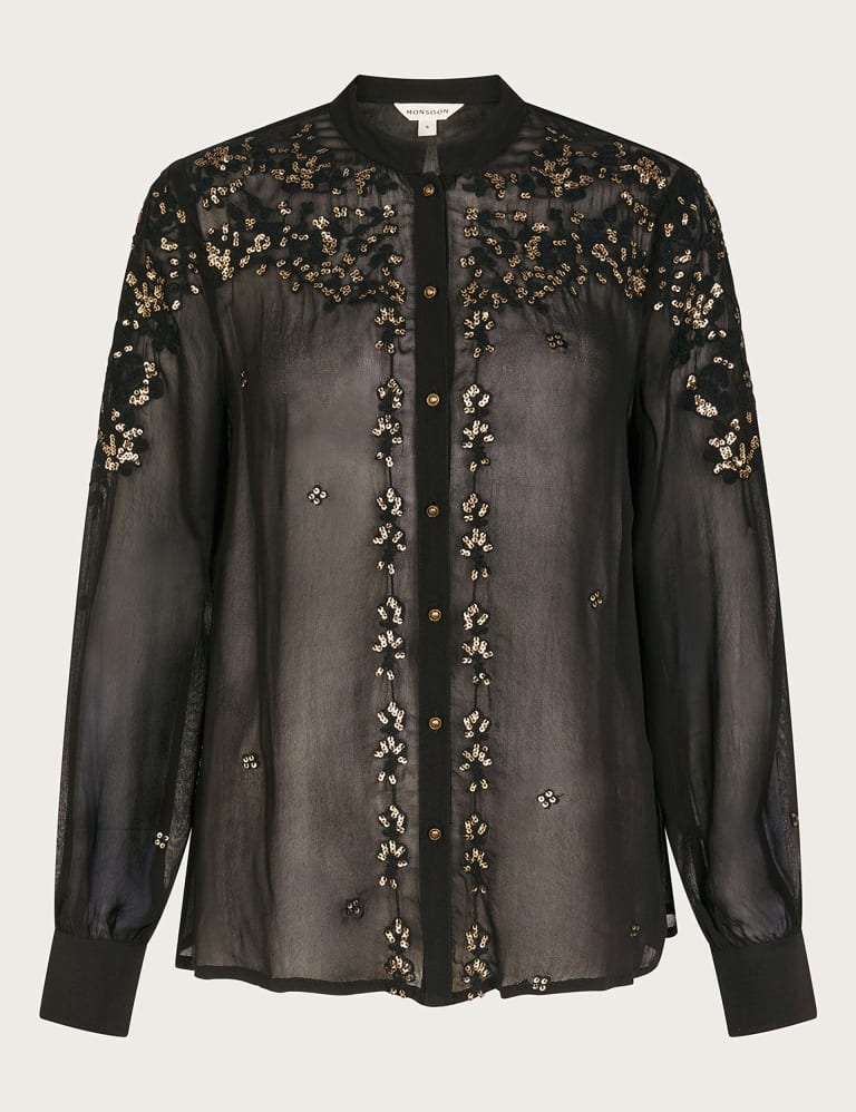 Sequin hotsell collar blouse