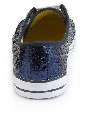 Sequin Embellished Lace Up Trainers Image 2 of 5