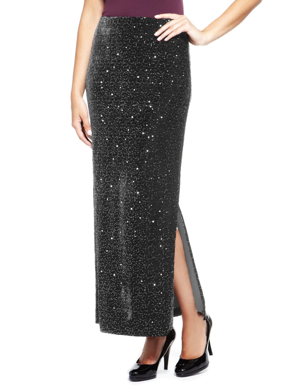 Sequin Embellished Maxi Skirt M S Collection M S