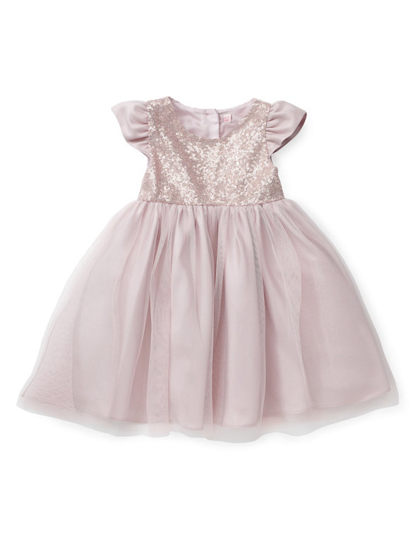 Sequin Embellished Mesh Dress (1-7 Years) Image 1 of 2