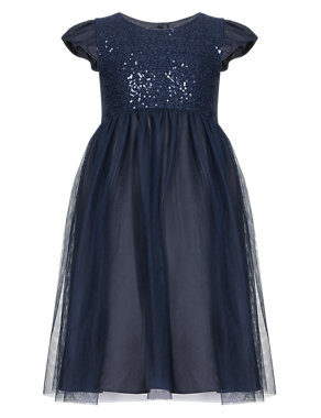 Sequin Embellished Mesh Dress (1-7 Years) Image 2 of 3