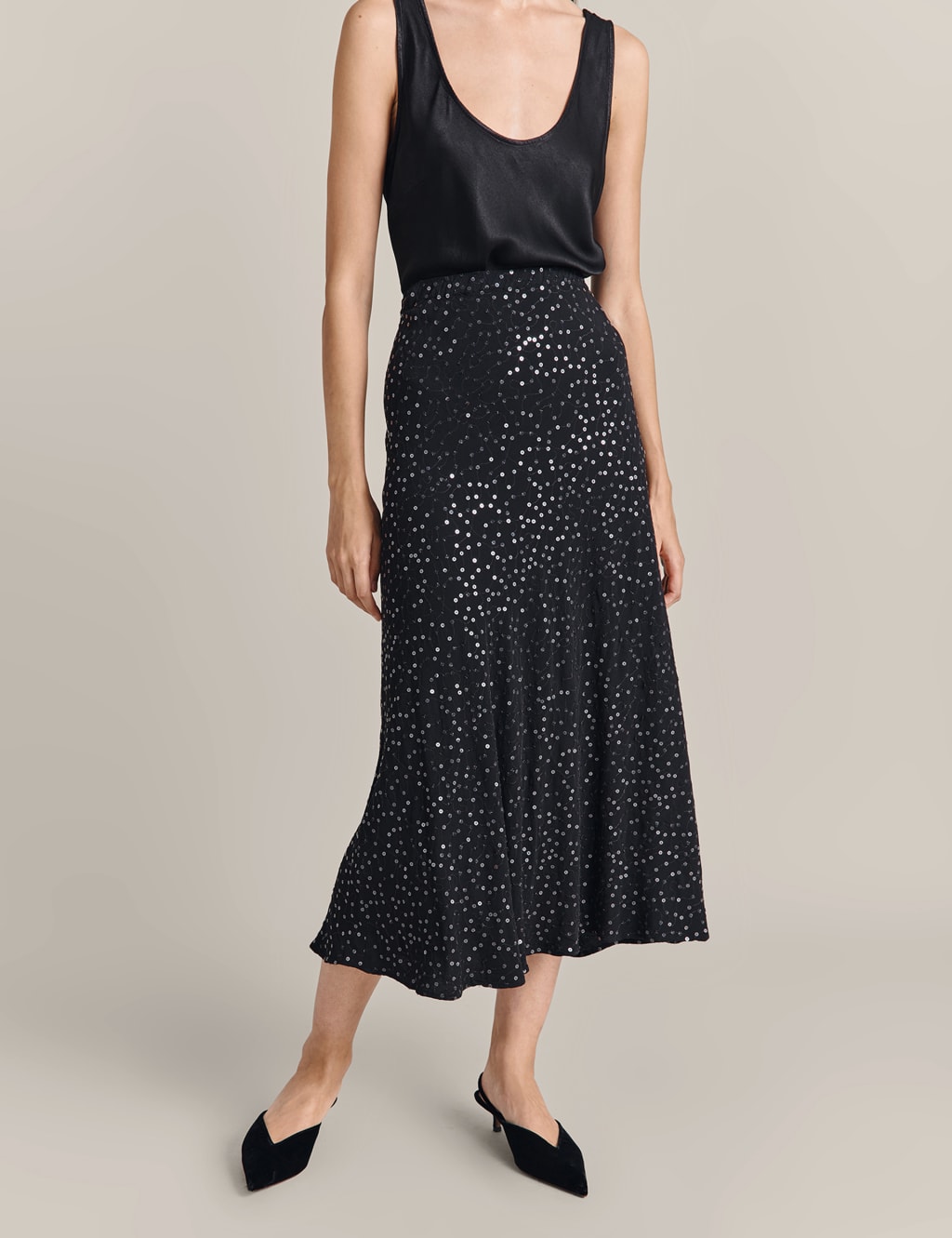Black embellished midi skirt sale