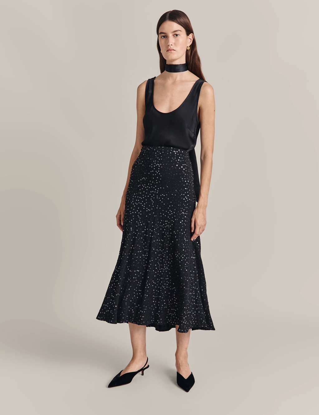 Sequin embellished midi skirt discount