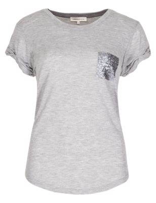 Sequin Embellished Pocket T-Shirt Image 2 of 3