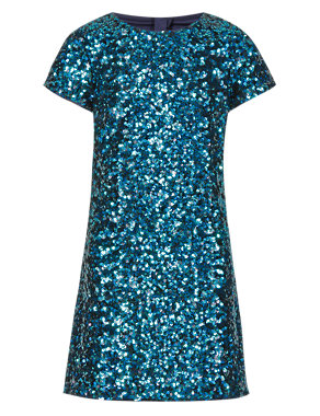 Sequin Embellished Shift Dress (5-14 Years) Image 2 of 4