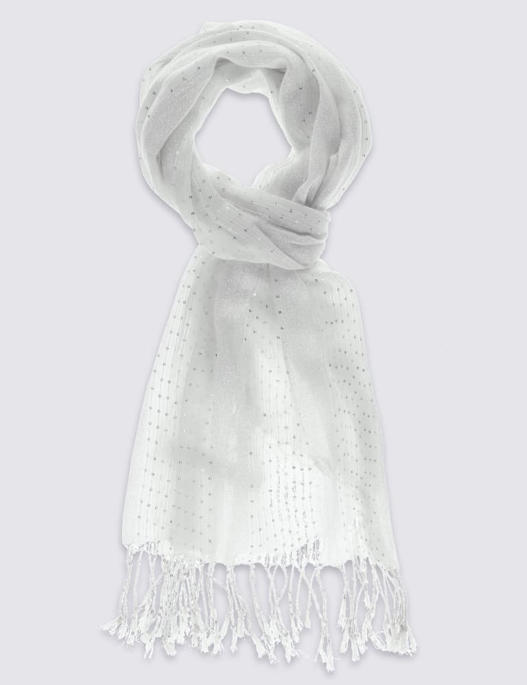 Sequin Embellished Striped Scarf Per Una M S
