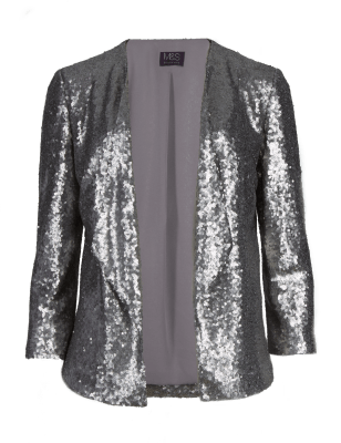 Sequin Embellished Waterfall Jacket M S Collection M S