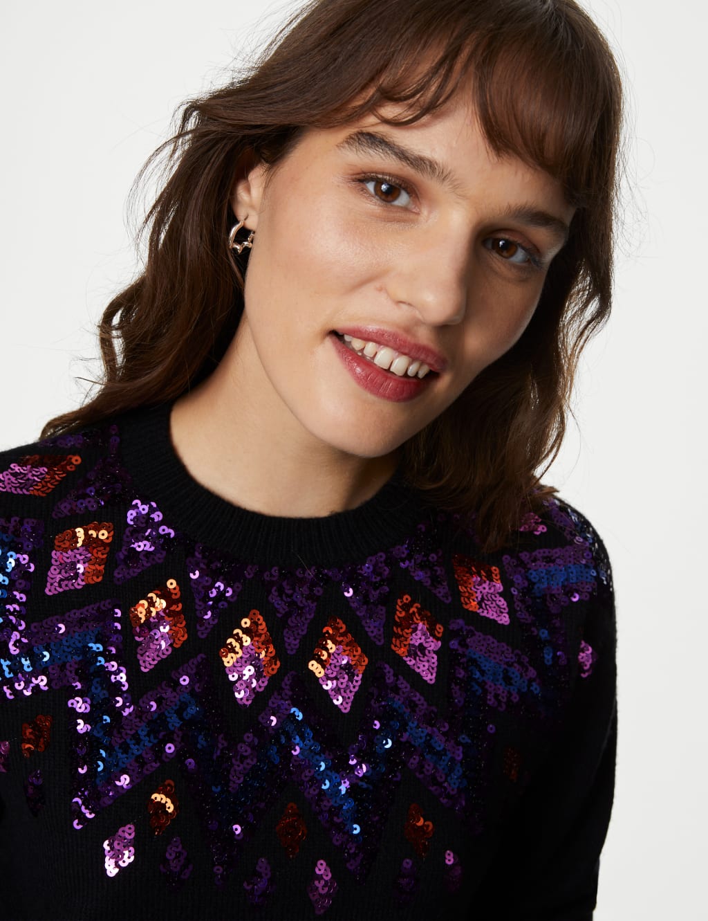 Sequin Fair Isle Crew Neck Jumper | M&S Collection | M&S