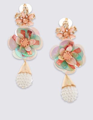 Sequin hot sale flower earrings