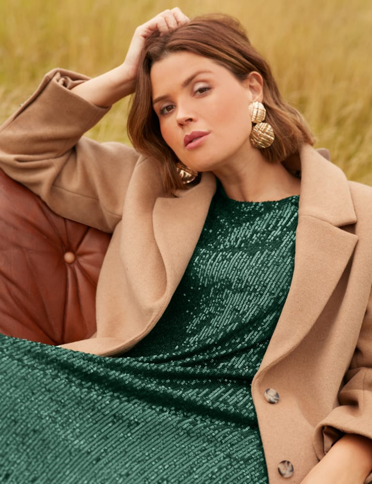 Sequin flutter sleeve dress sales
