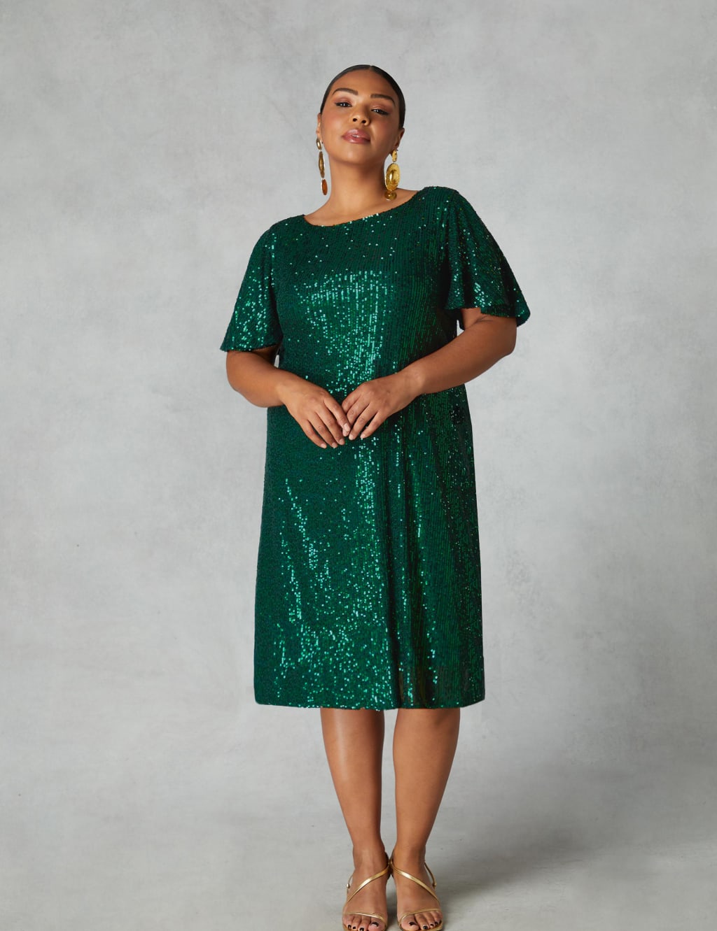 Flutter sleeve sequin dress top