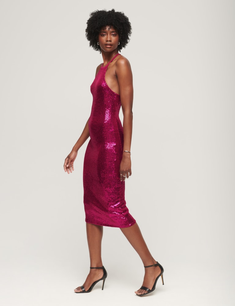 Sequin Halter Neck Midi Bodycon Dress 4 of 5