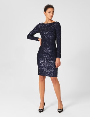 hobbs black sequin dress