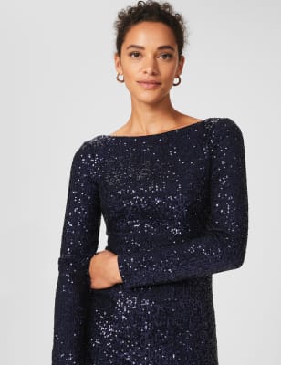 hobbs black sequin dress