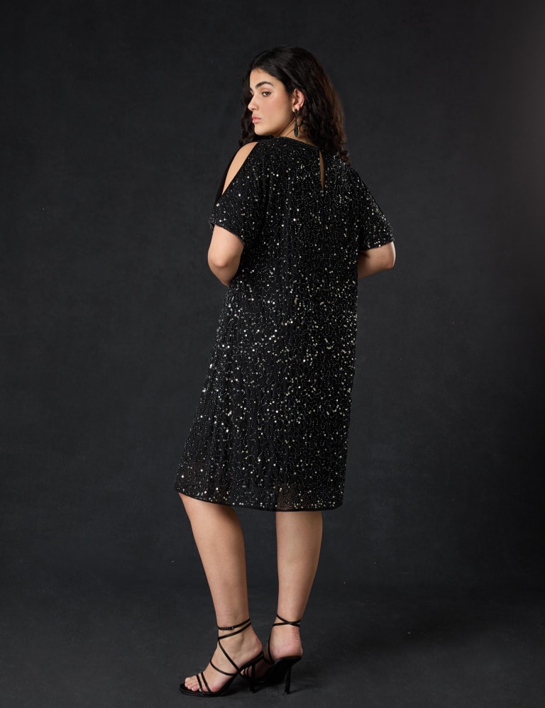 Sequin Knee Length Shift Dress Live Unlimited London M S