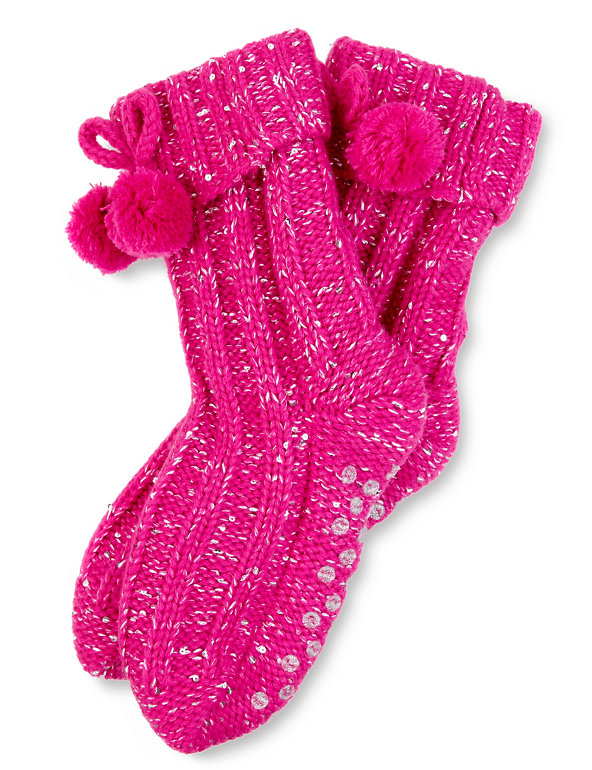 Sequin Knitted Boot Slipper Socks Image 1 of 1