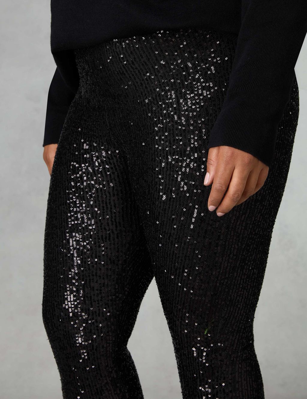 Black Sequin Leggings Size Medium by C&J Collections Chicago