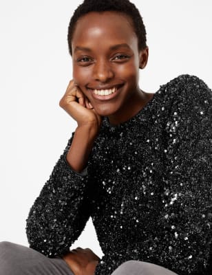 marks and spencer sequin tops