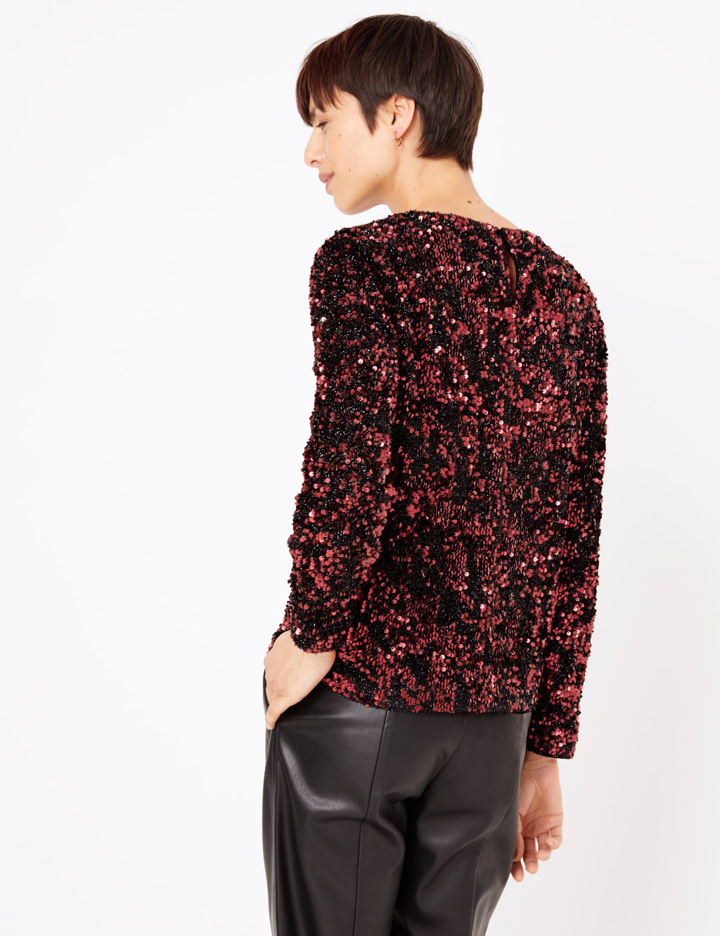 “Merry” Multicolor Sequin Long Sleeve Top main image 1