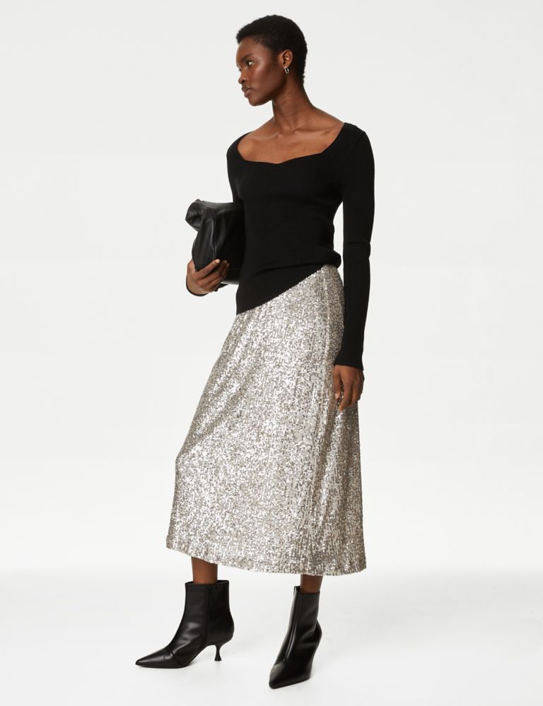 Sequin Midaxi Slip Skirt | M&S Collection | M&S