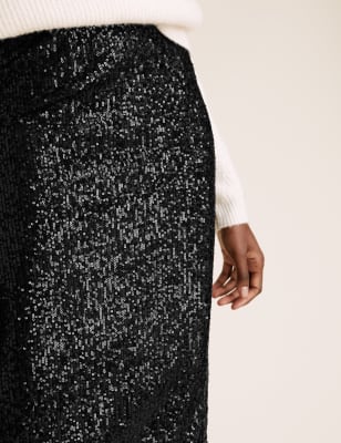 Sequin Midi Straight Skirt | M\u0026S 
