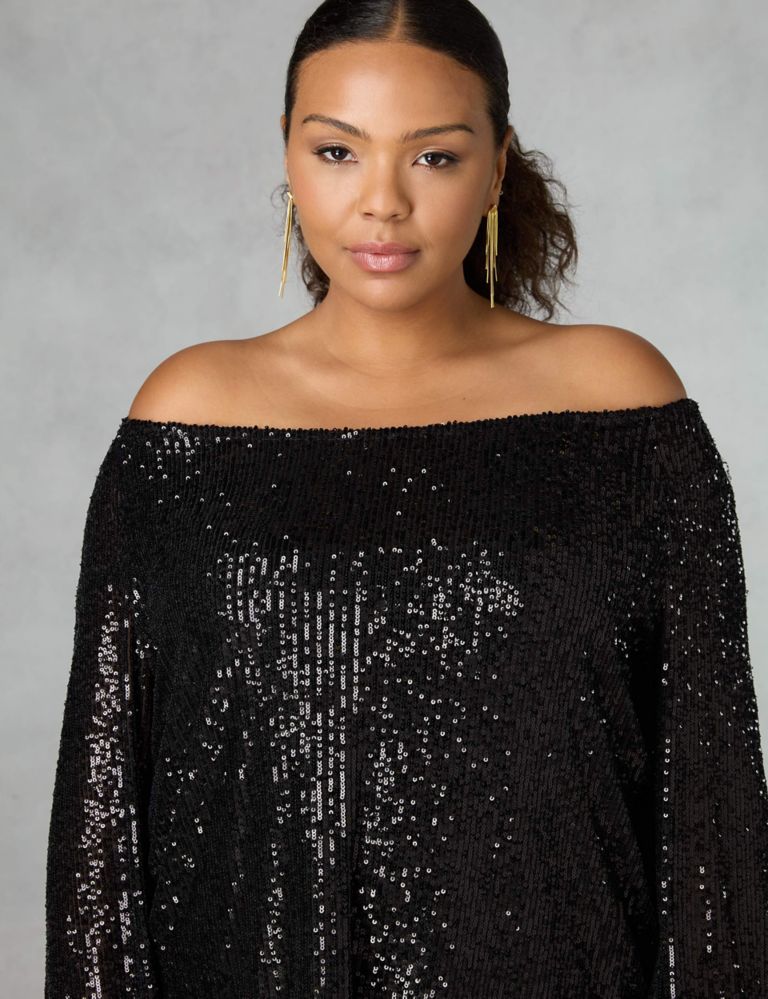 Sequin Off The Shoulder Relaxed Top 4 of 7