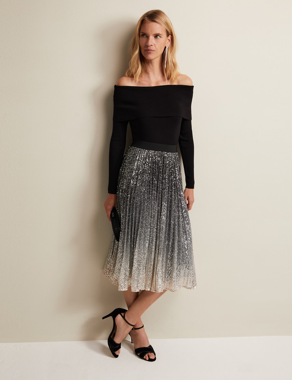 Ombre sequin deals slip midi skirt