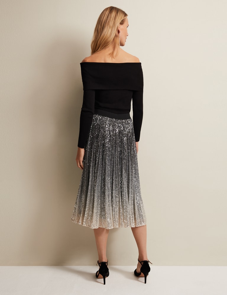 Sequin Ombre Pleated Midi Skirt Phase Eight M S