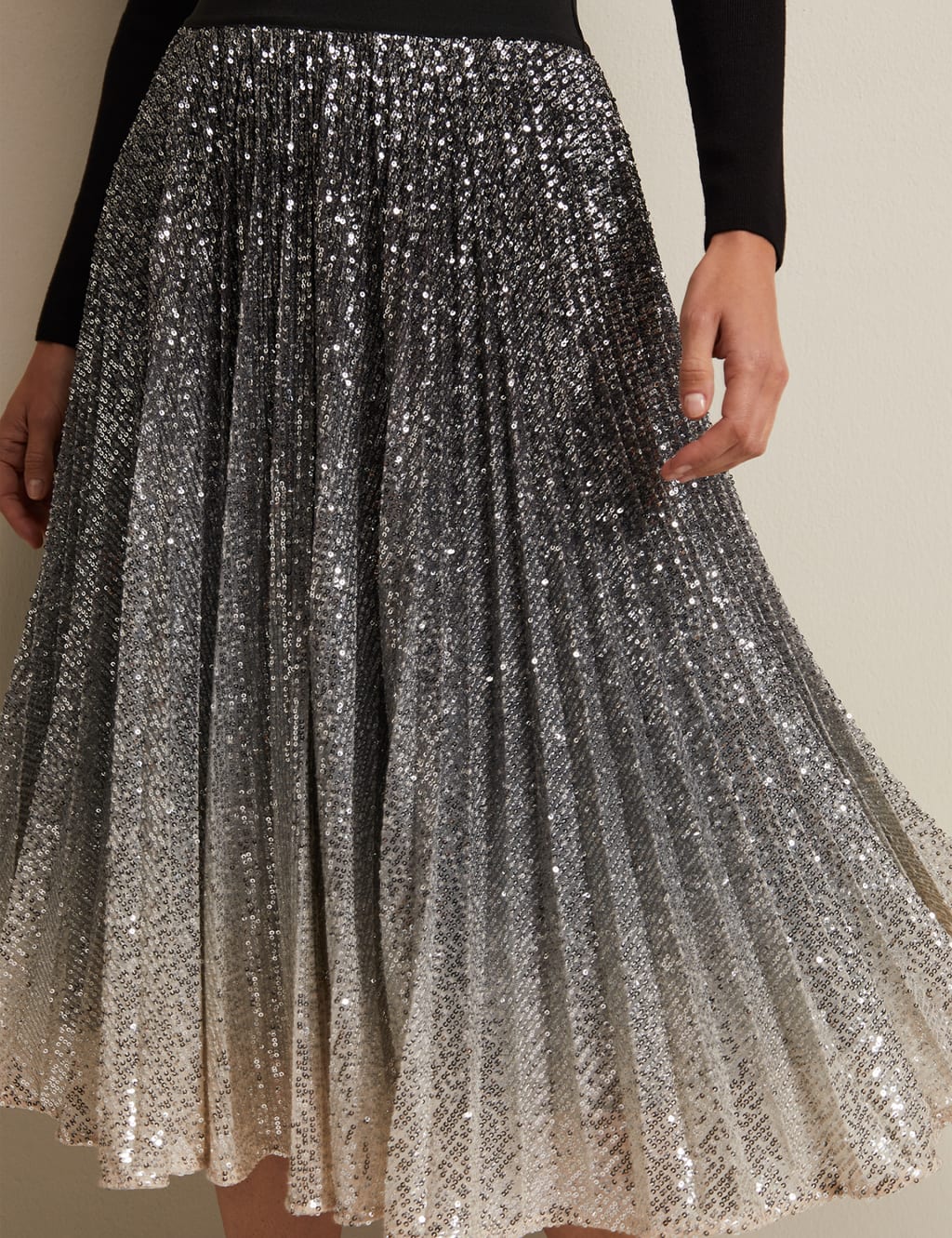 Msgm pleated sequin midi top skirt
