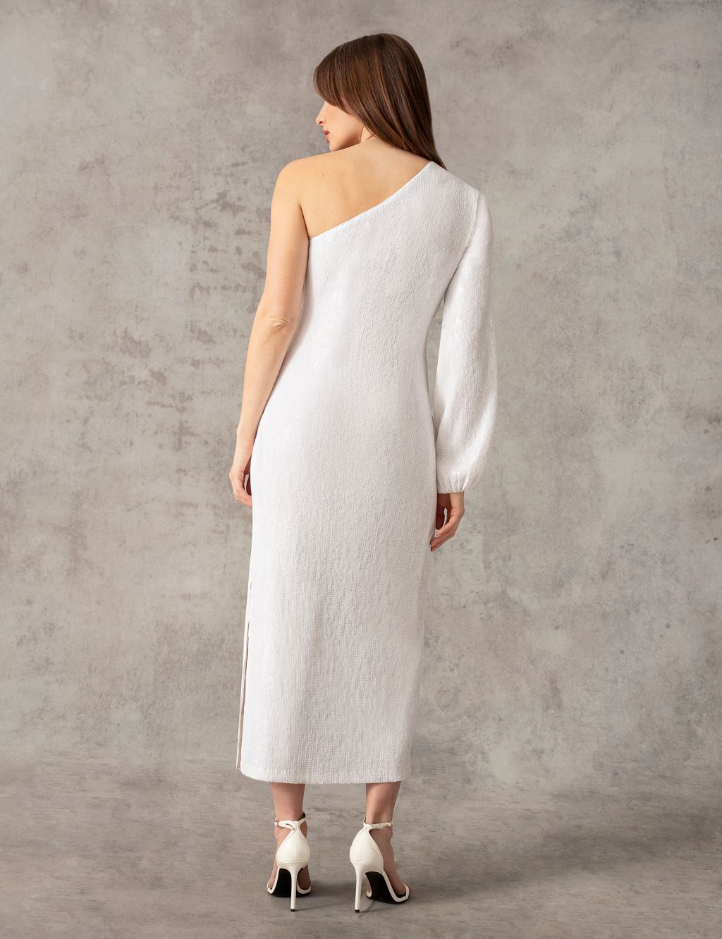 Sequin One Shoulder Midaxi Column Dress 4 of 9