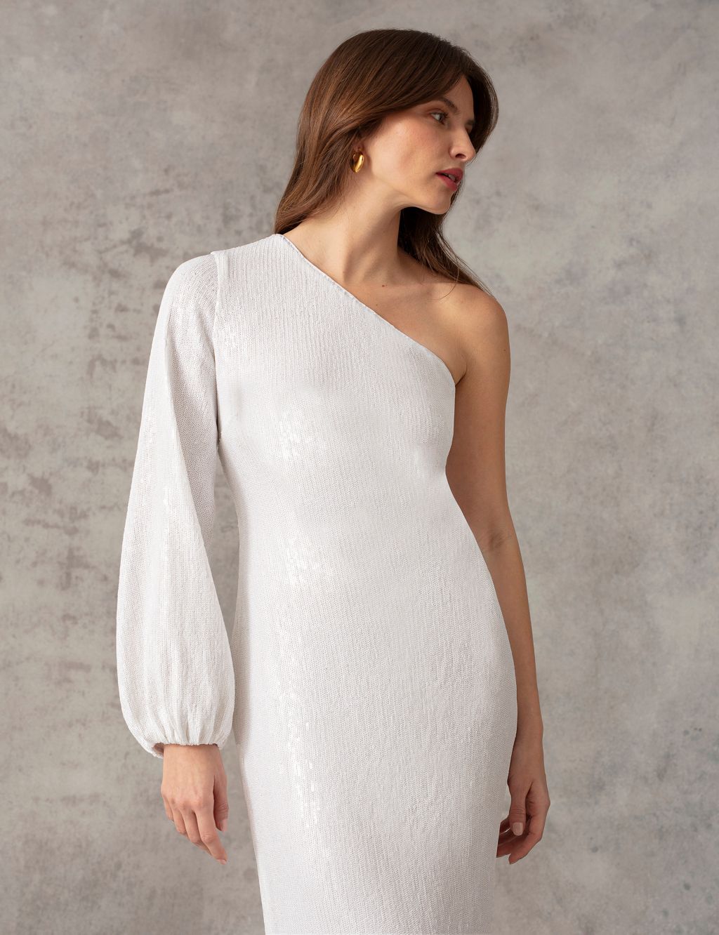 Sequin One Shoulder Midaxi Column Dress 5 of 9