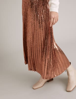 Sequin Pleated Midi Skirt Autograph M S