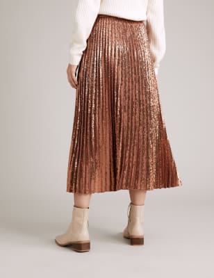 Metallic pleated outlet skirt m&s