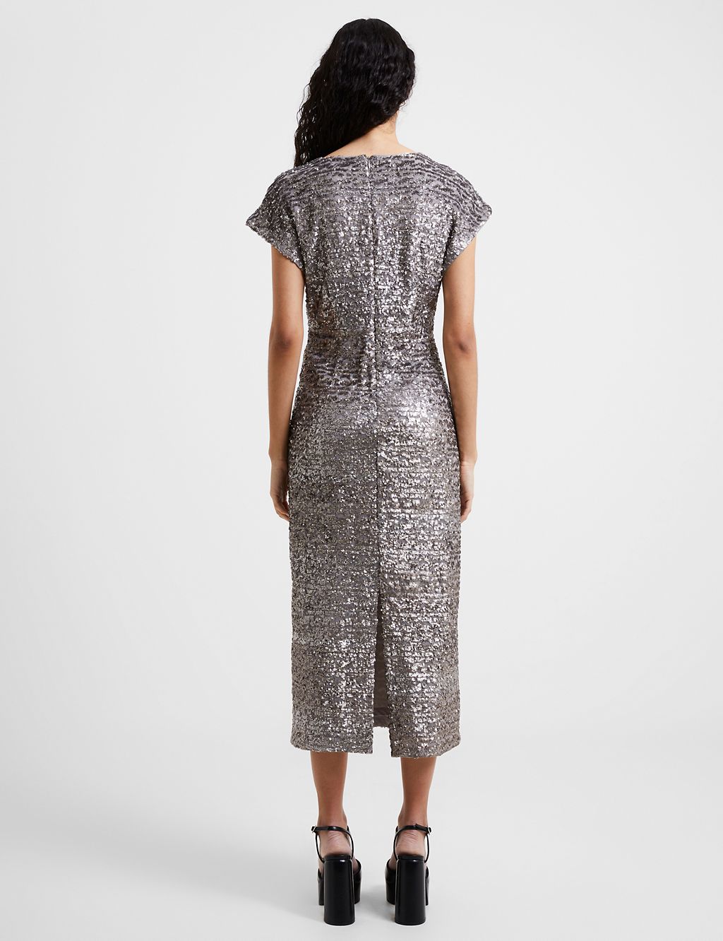 Sequin Round Neck Midaxi Waisted Dress 2 of 3