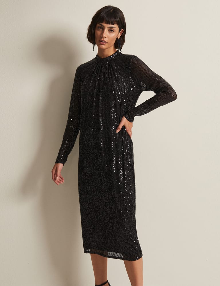 Marks and spencer black sequin best sale dress