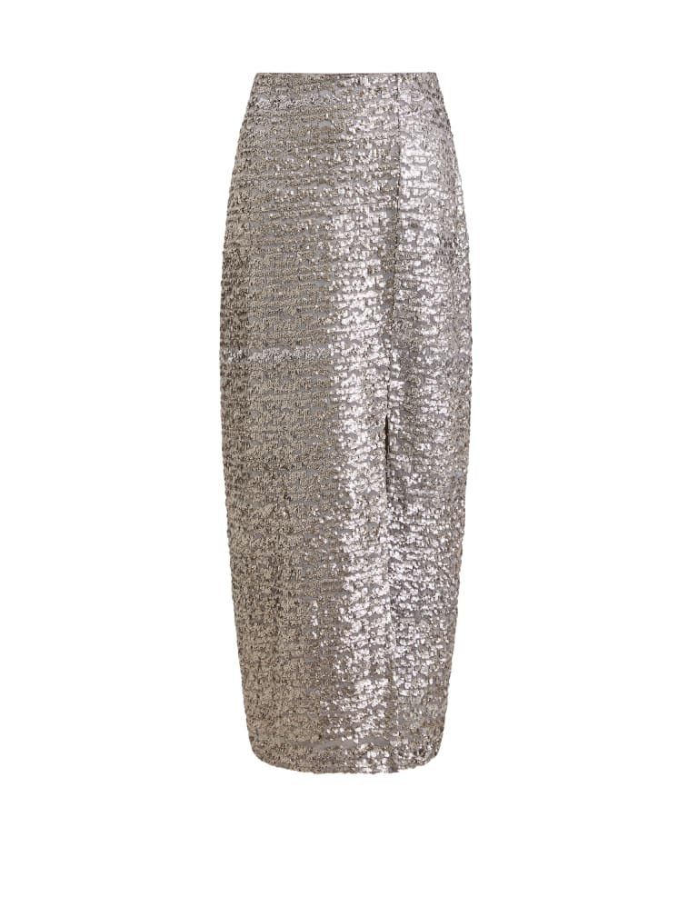 Sequin Side Split Midi Pencil Skirt 2 of 4