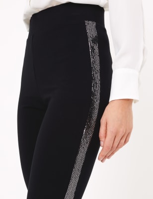 sequin side stripe trousers