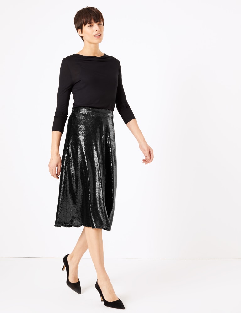 Sequin Slip Midi Skirt | M&S Collection | M&S