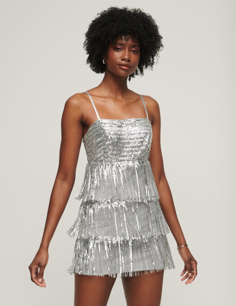 Sequin square hotsell neck dress