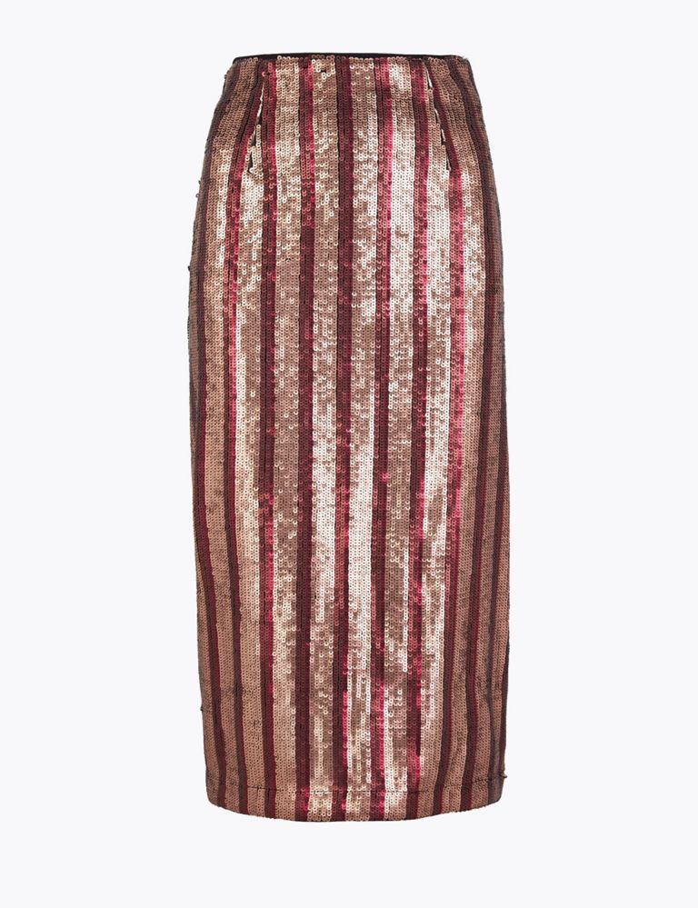 Sequin Striped Pencil Skirt 2 of 4