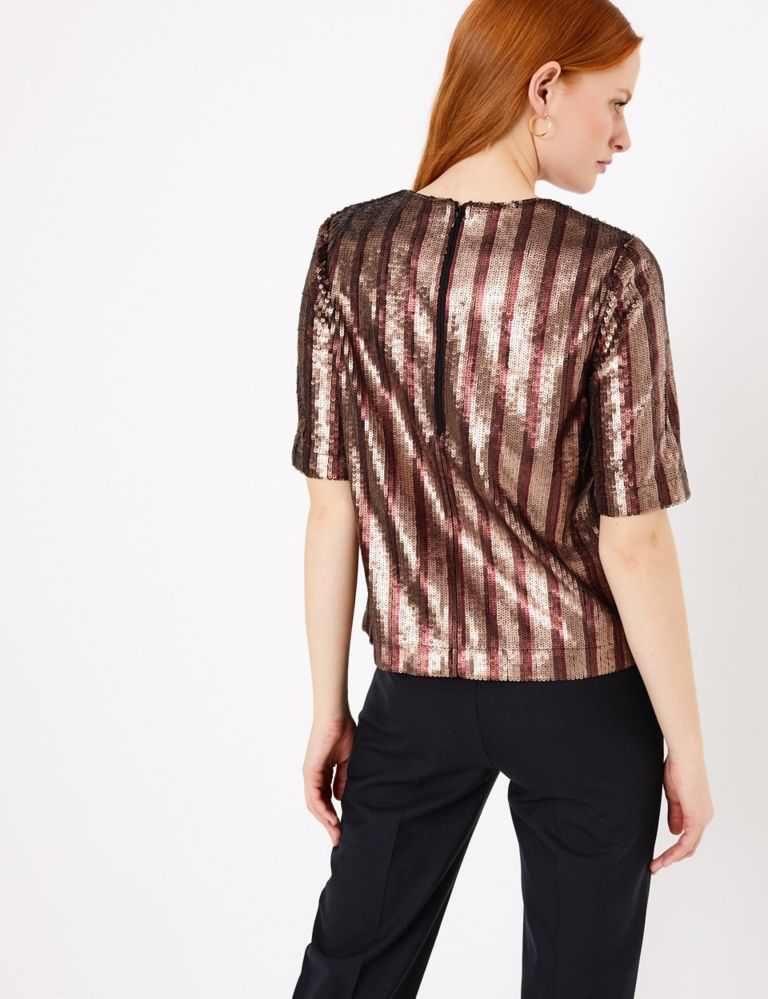 Sequin Striped Shell Top 4 of 4