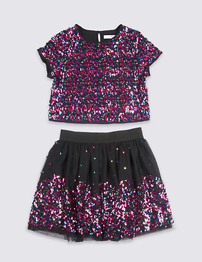 Sequin Top with Skirt (3-14 Years) Image 2 of 5