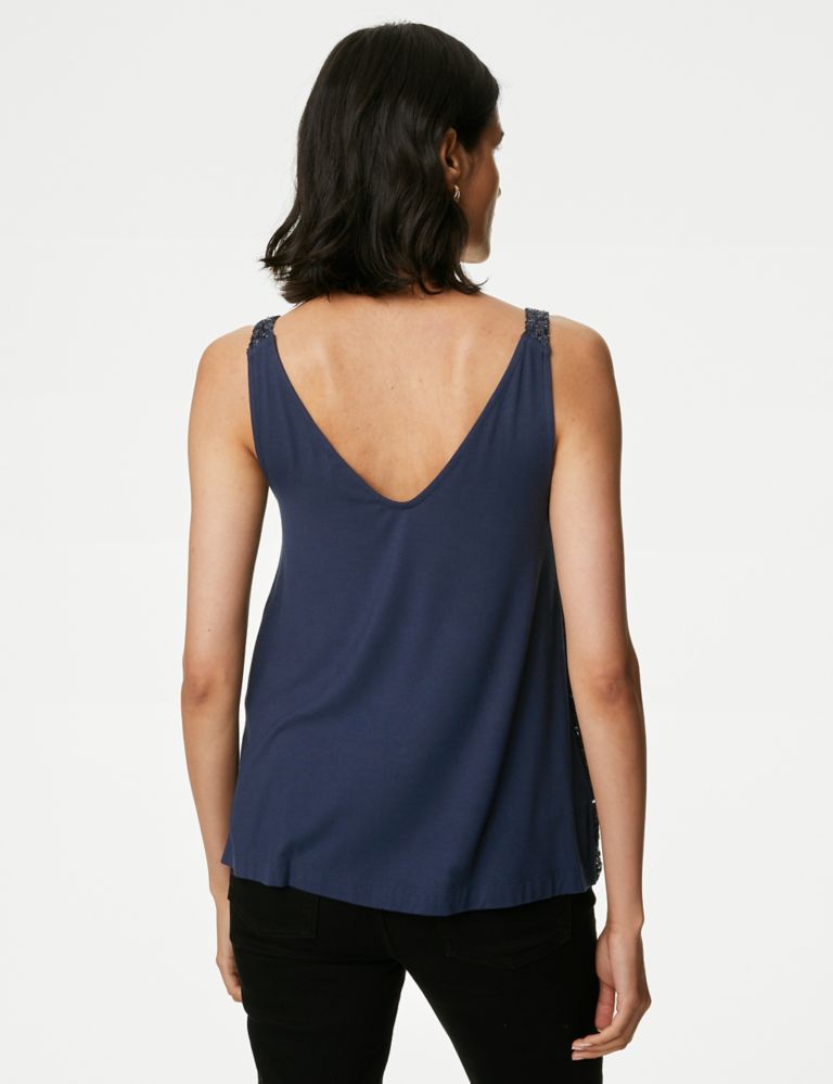 Sequin V-Neck Cami Top, M&S Collection