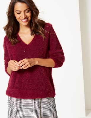 v neck sparkly jumper