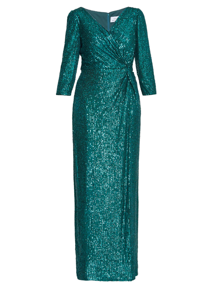 Sequin maxi wrap dress sales